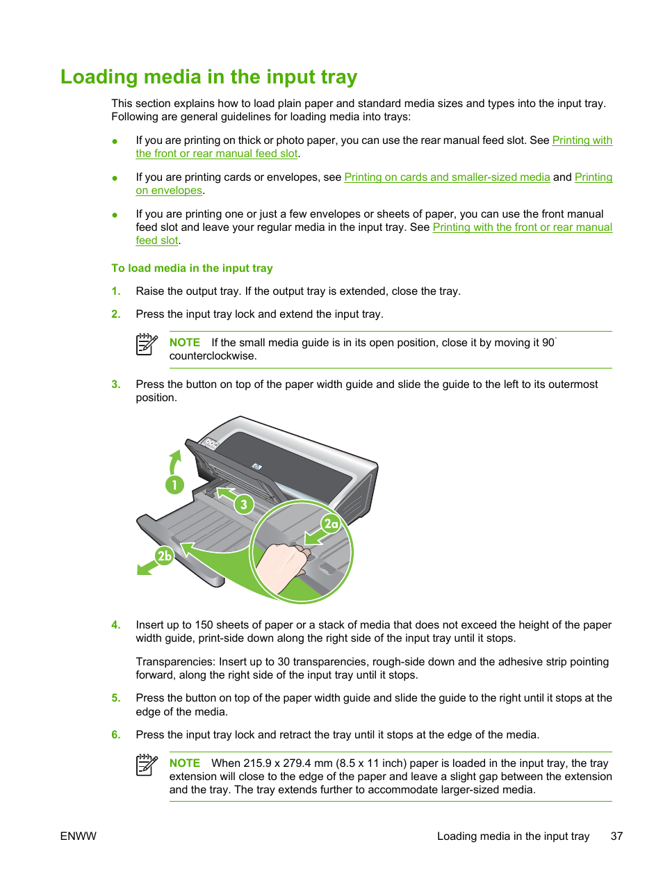 Loading media in the input tray | HP Photosmart Pro B8353 Printer User Manual | Page 47 / 154