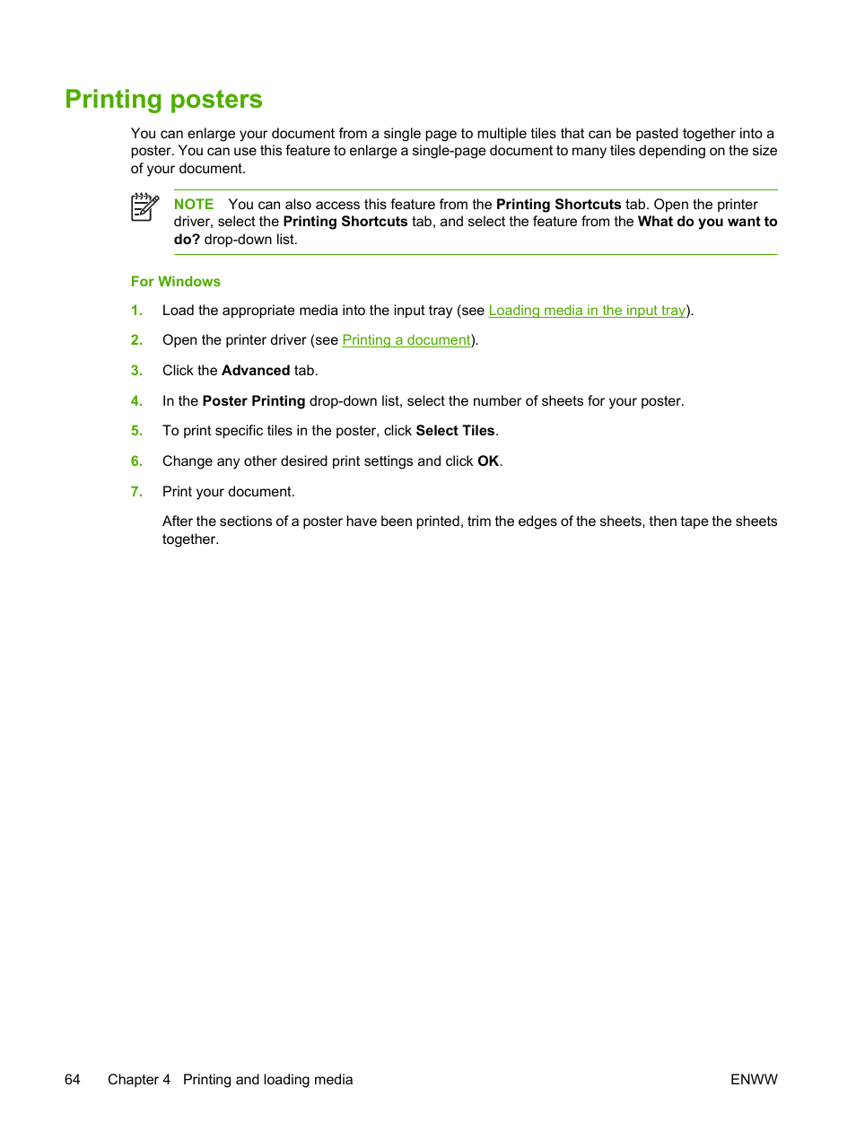 Printing posters | HP Photosmart Pro B8353 Printer User Manual | Page 74 / 154