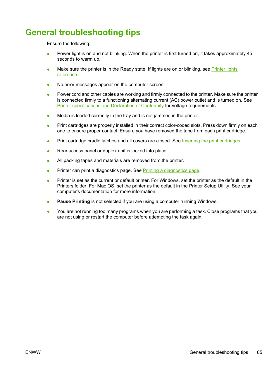 General troubleshooting tips | HP Photosmart Pro B8353 Printer User Manual | Page 95 / 154
