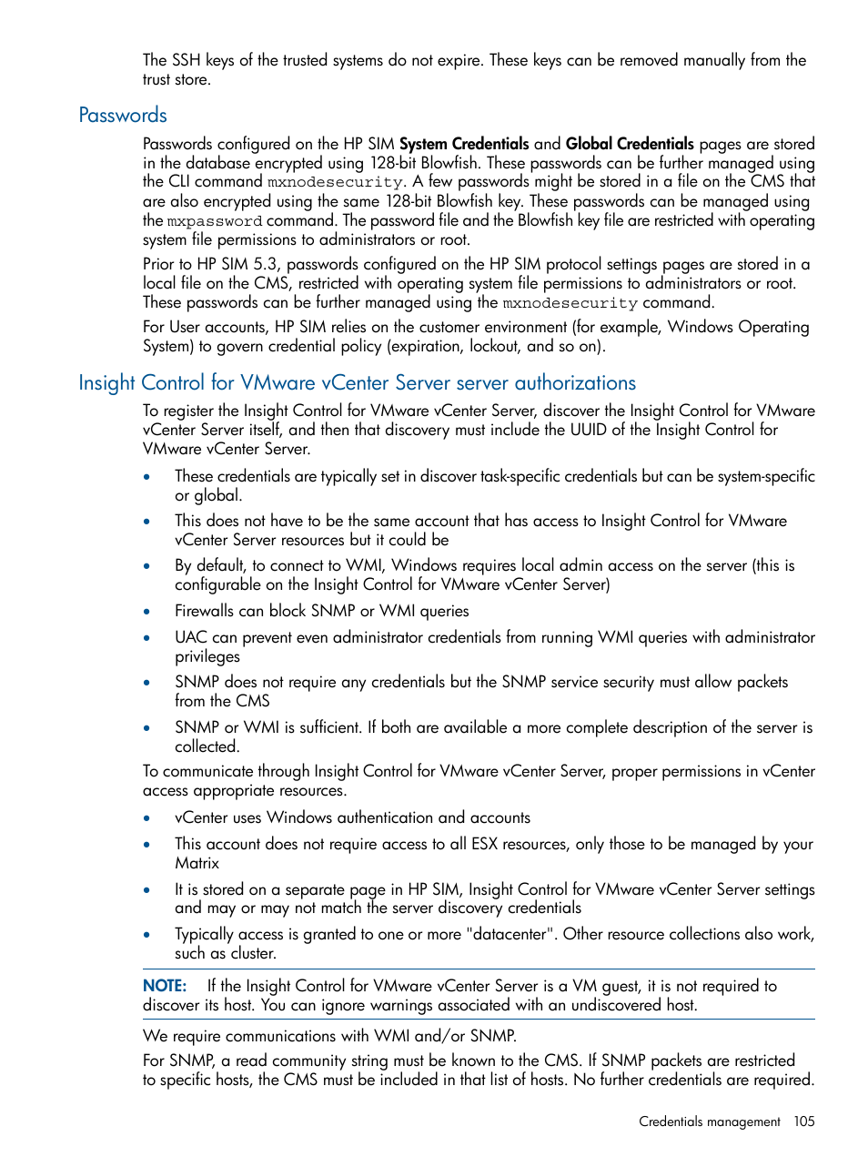 Passwords | HP Systems Insight Manager User Manual | Page 105 / 254