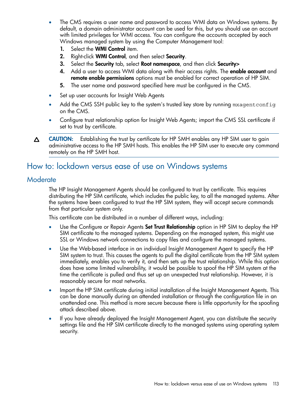 Moderate | HP Systems Insight Manager User Manual | Page 113 / 254