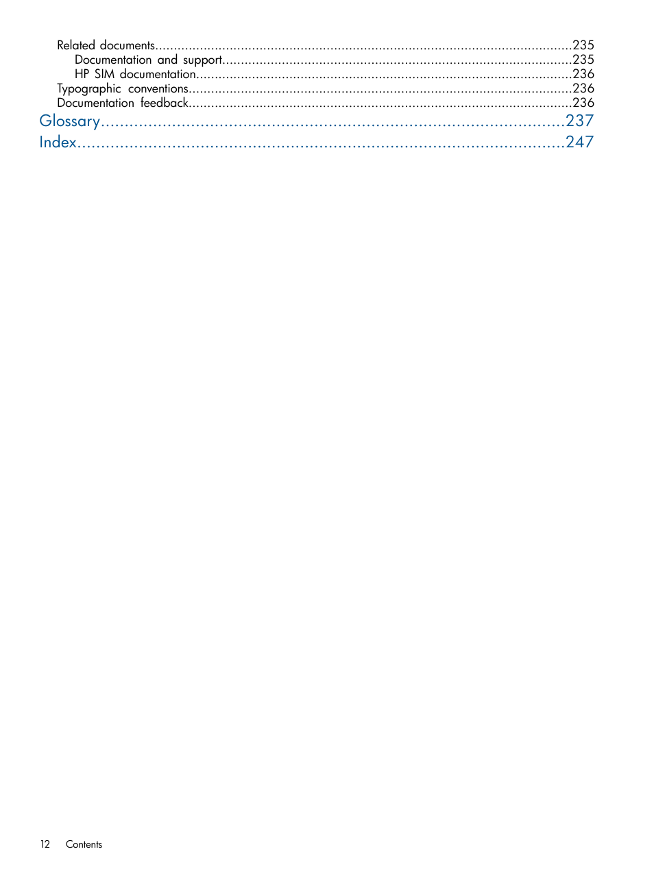 Glossary index | HP Systems Insight Manager User Manual | Page 12 / 254