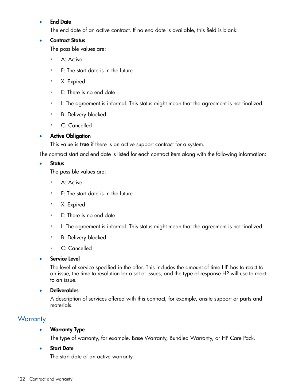 Warranty | HP Systems Insight Manager User Manual | Page 122 / 254