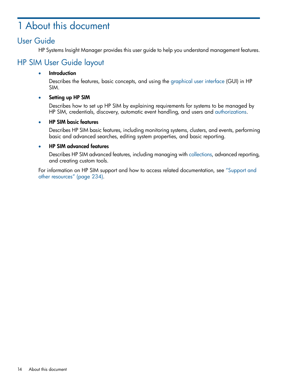 1 about this document, User guide, Hp sim user guide layout | User guide hp sim user guide layout | HP Systems Insight Manager User Manual | Page 14 / 254
