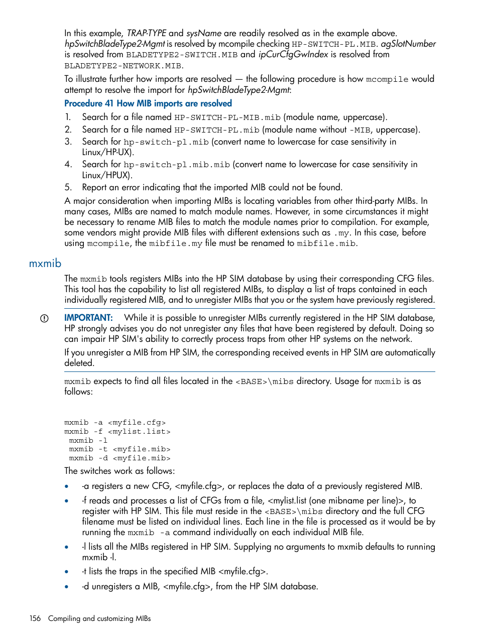 Mxmib | HP Systems Insight Manager User Manual | Page 156 / 254