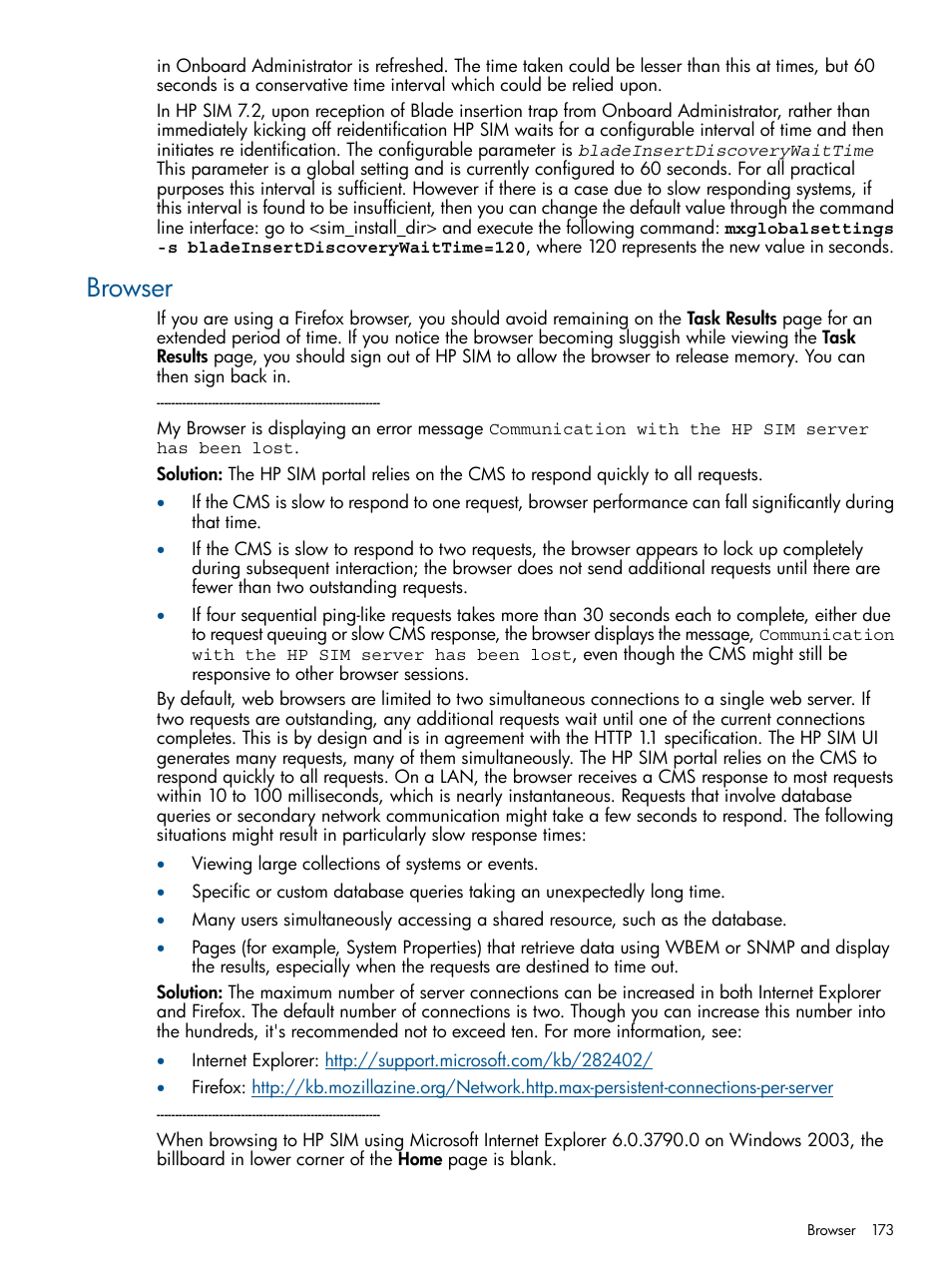 Browser | HP Systems Insight Manager User Manual | Page 173 / 254
