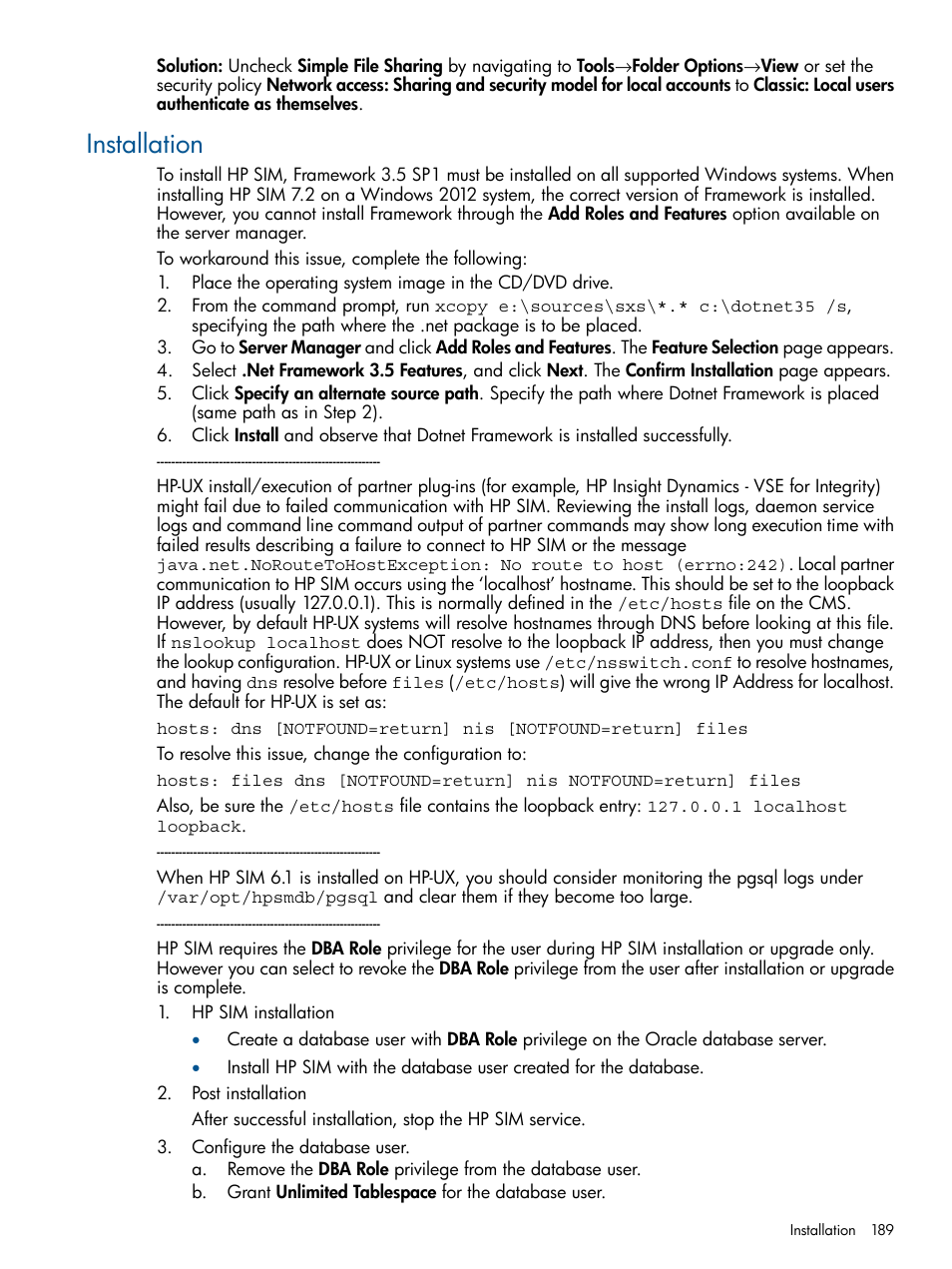 Installation | HP Systems Insight Manager User Manual | Page 189 / 254