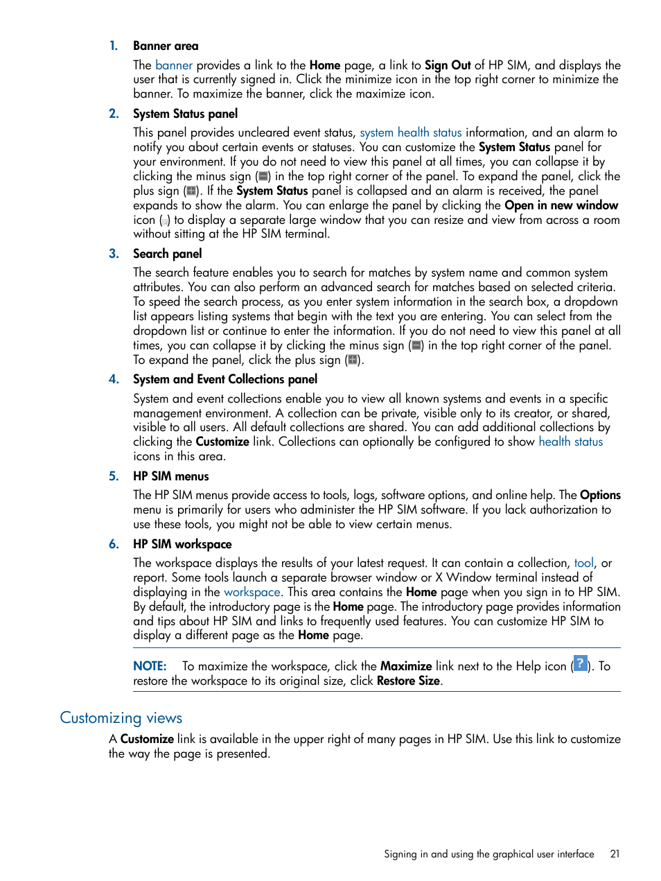 Customizing views | HP Systems Insight Manager User Manual | Page 21 / 254