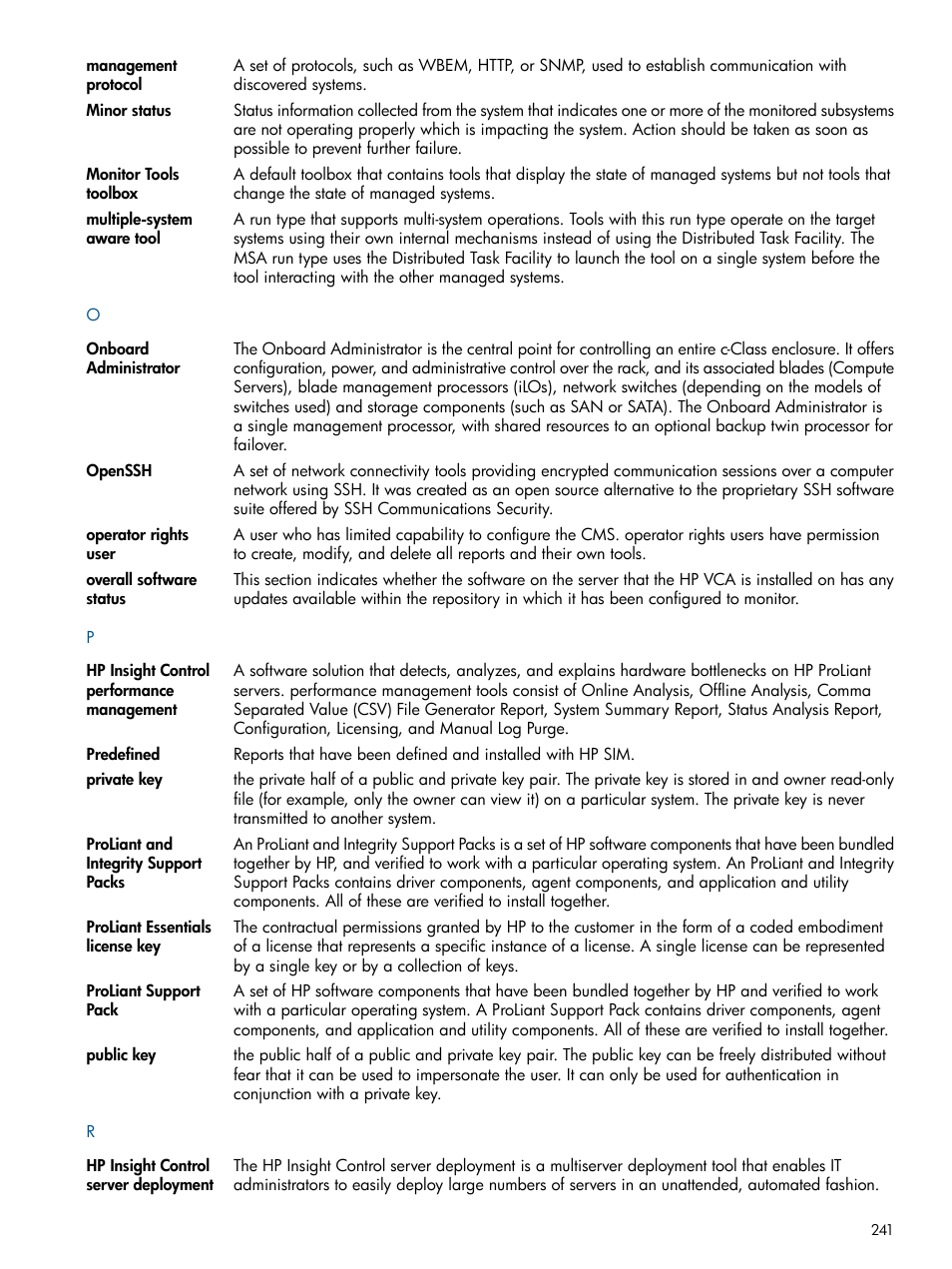 Operator rights, Public key | HP Systems Insight Manager User Manual | Page 241 / 254