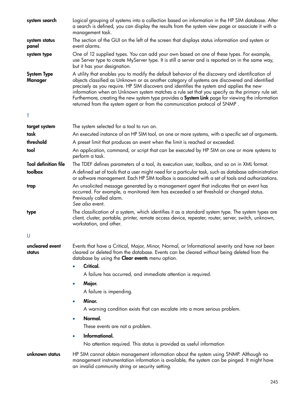 Tool, Toolbox, Tools | Traps, Task | HP Systems Insight Manager User Manual | Page 245 / 254