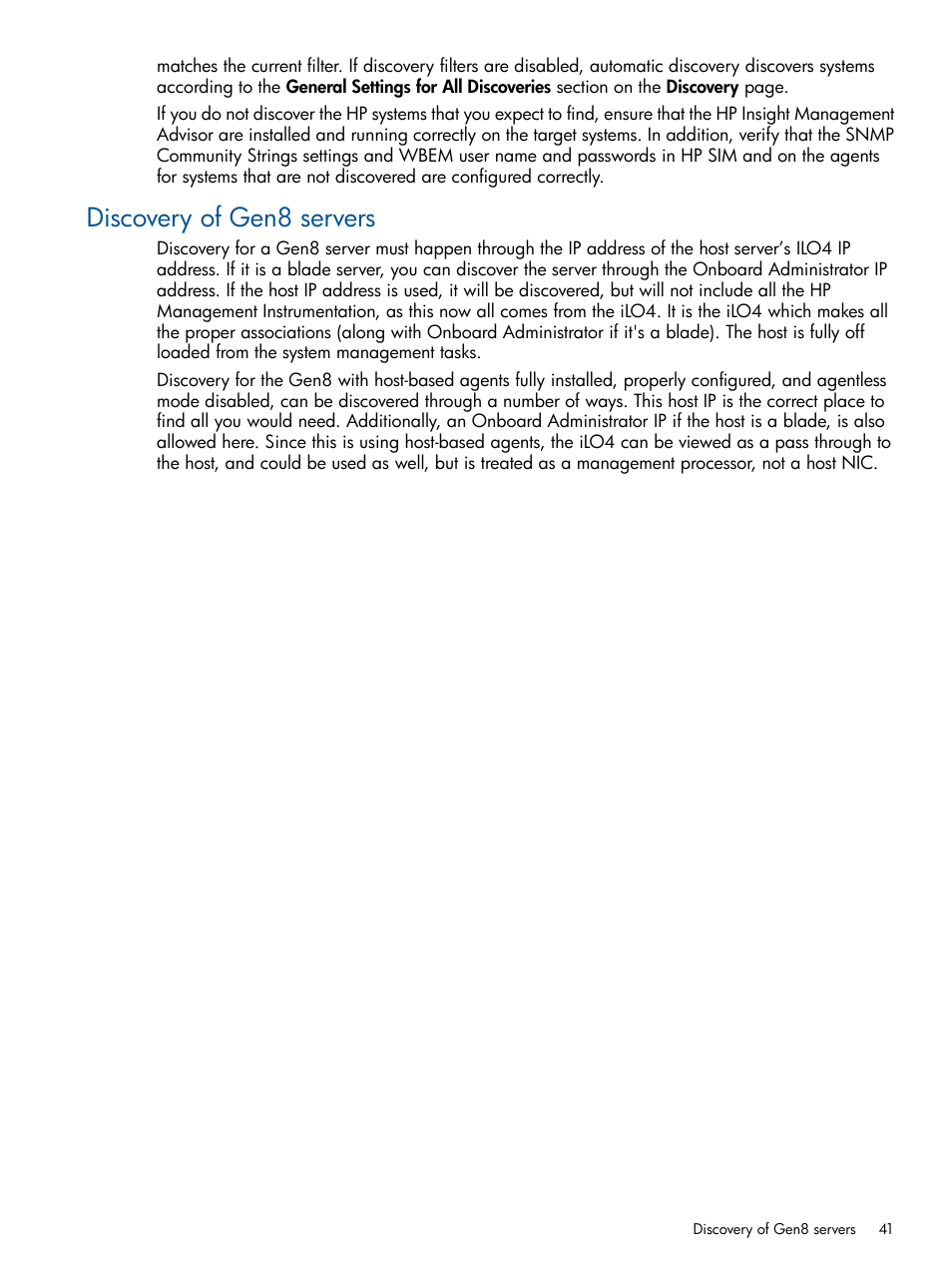 Discovery of gen8 servers | HP Systems Insight Manager User Manual | Page 41 / 254