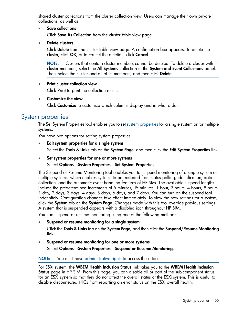 System properties | HP Systems Insight Manager User Manual | Page 55 / 254