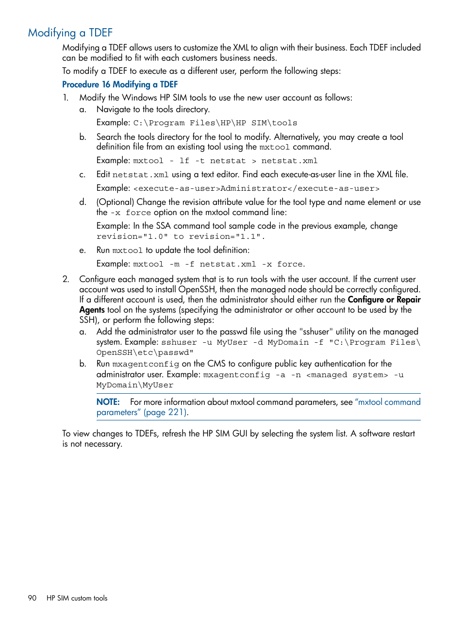 Modifying a tdef | HP Systems Insight Manager User Manual | Page 90 / 254