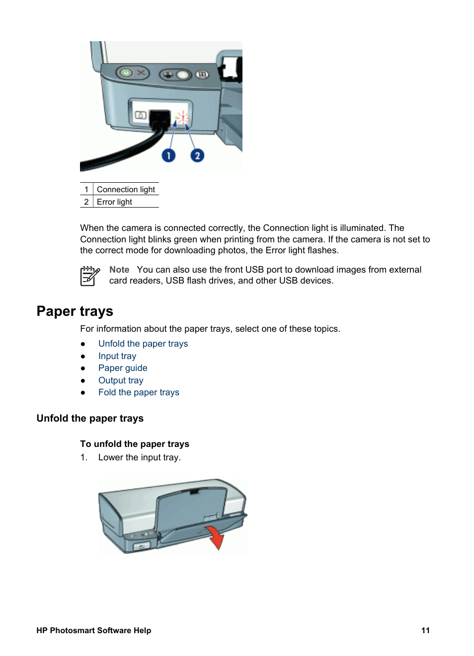Paper trays, Unfold the paper trays | HP Deskjet D4160 Printer User Manual | Page 13 / 102