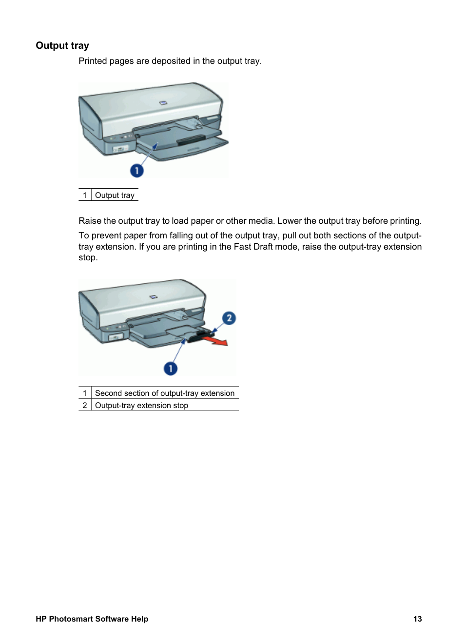 Output tray | HP Deskjet D4160 Printer User Manual | Page 15 / 102