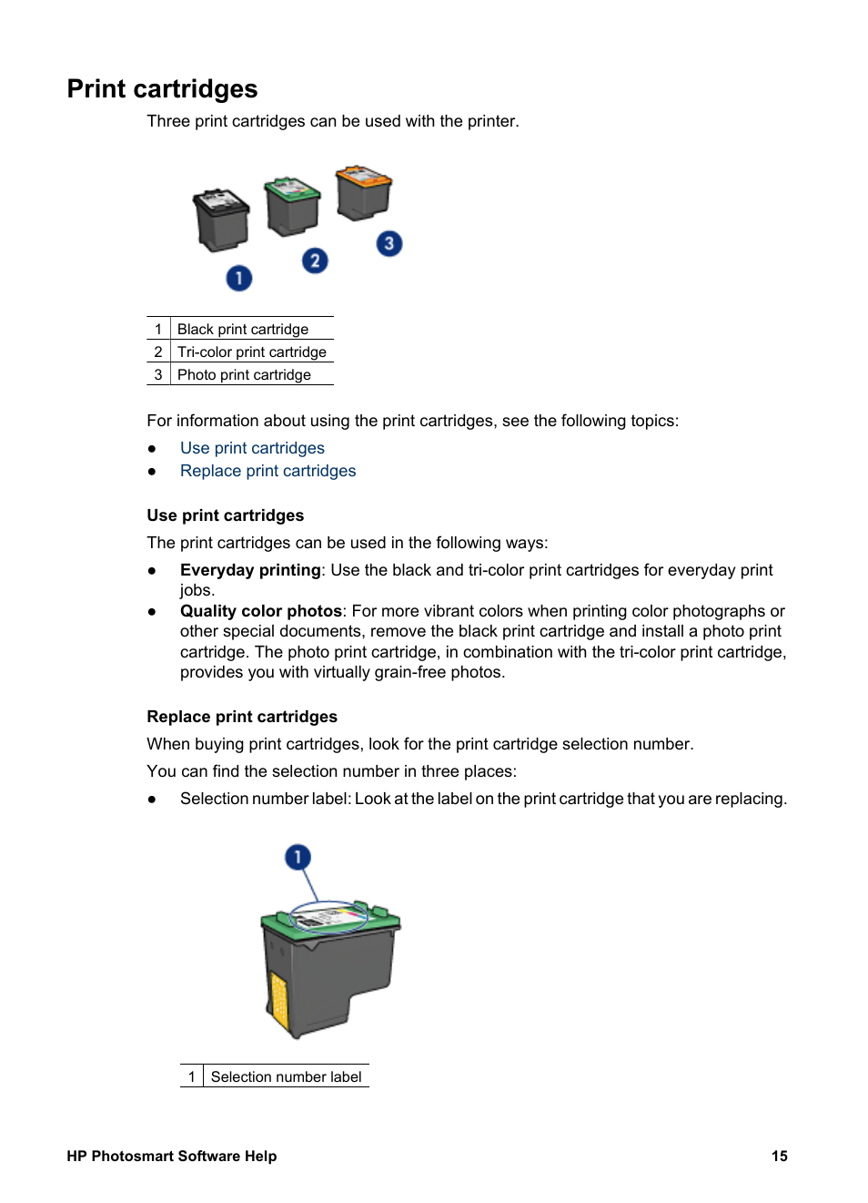 Print cartridges | HP Deskjet D4160 Printer User Manual | Page 17 / 102