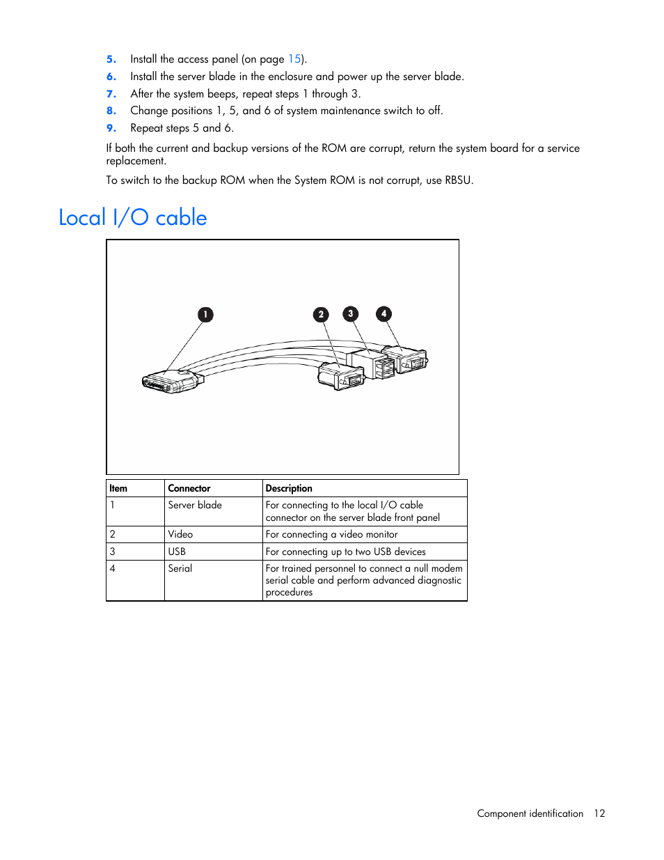 Local i/o cable | HP ProLiant BL685c Server-Blade User Manual | Page 12 / 93