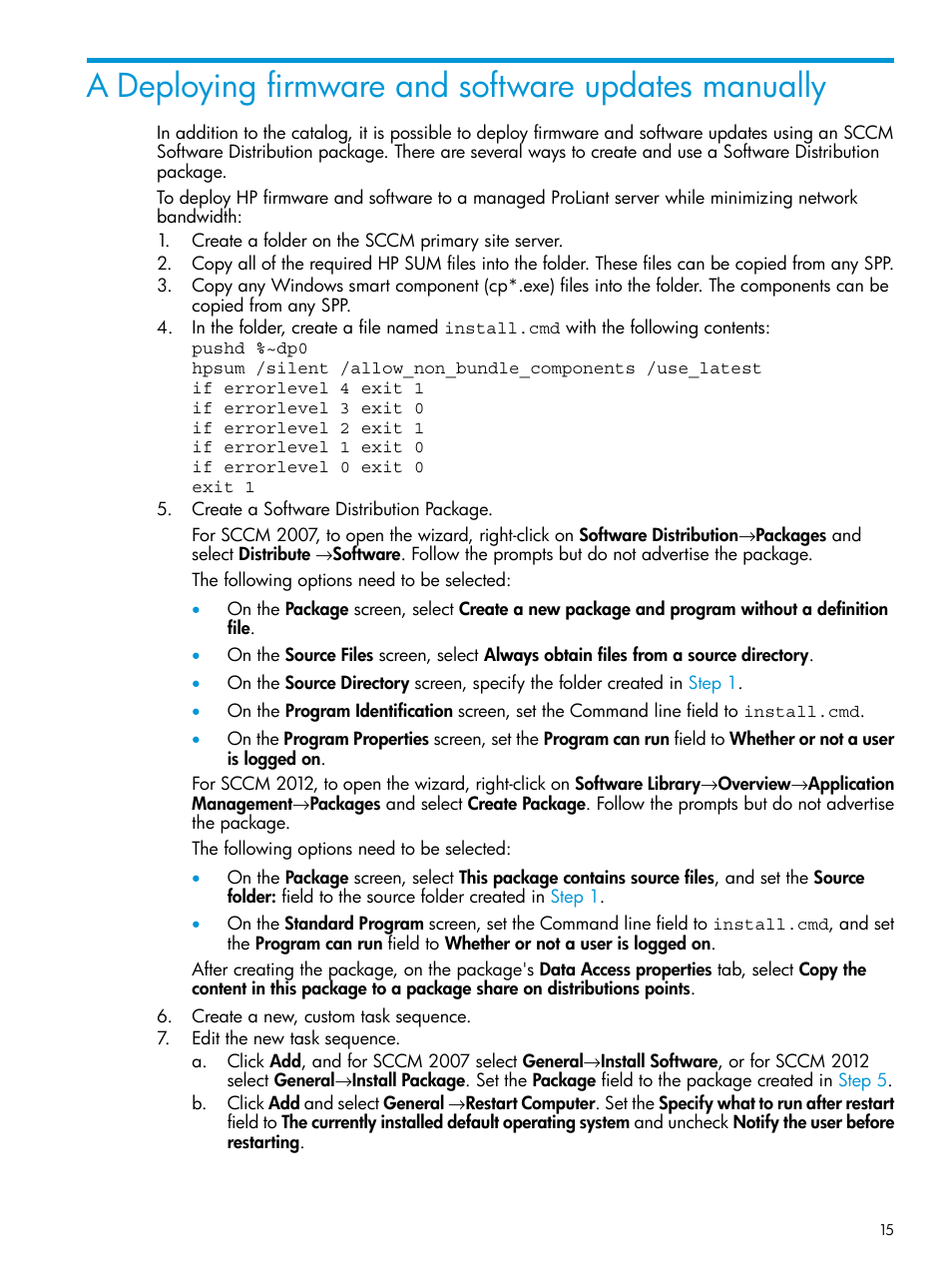 A deploying firmware and software updates manually | HP OneView for Microsoft System Center User Manual | Page 15 / 17