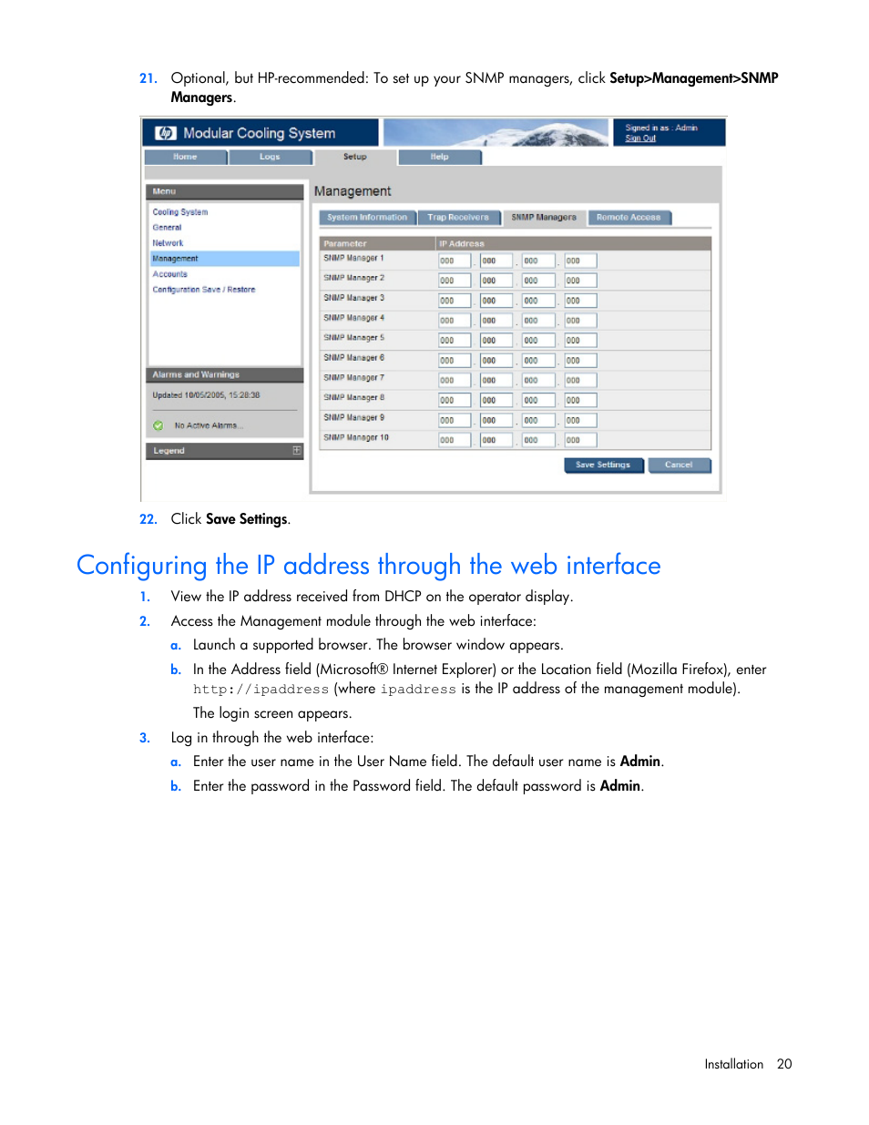 HP Modular Cooling System User Manual | Page 20 / 73