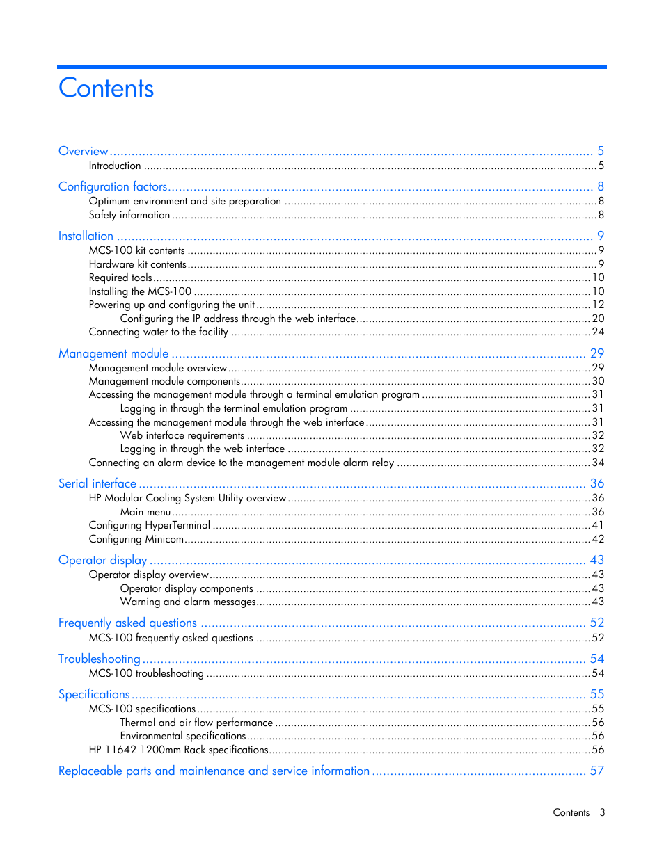 HP Modular Cooling System User Manual | Page 3 / 73