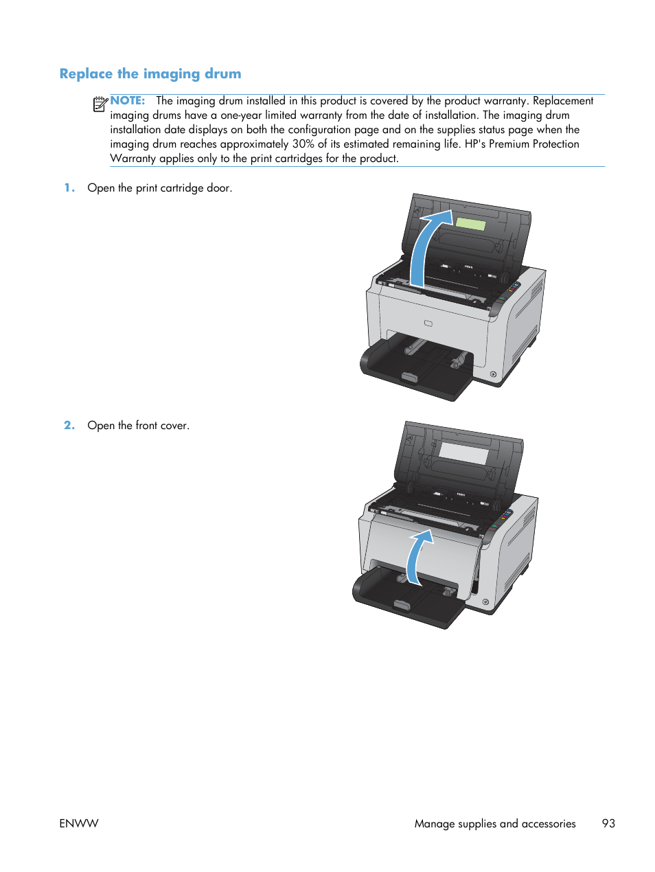 Replace the imaging drum | HP LaserJet Pro CP1025nw Color Printer User Manual | Page 105 / 186