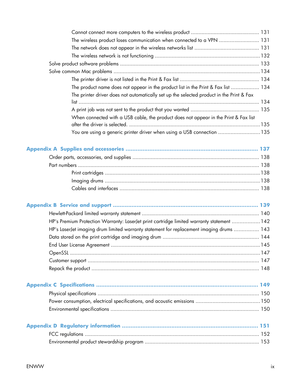 HP LaserJet Pro CP1025nw Color Printer User Manual | Page 11 / 186