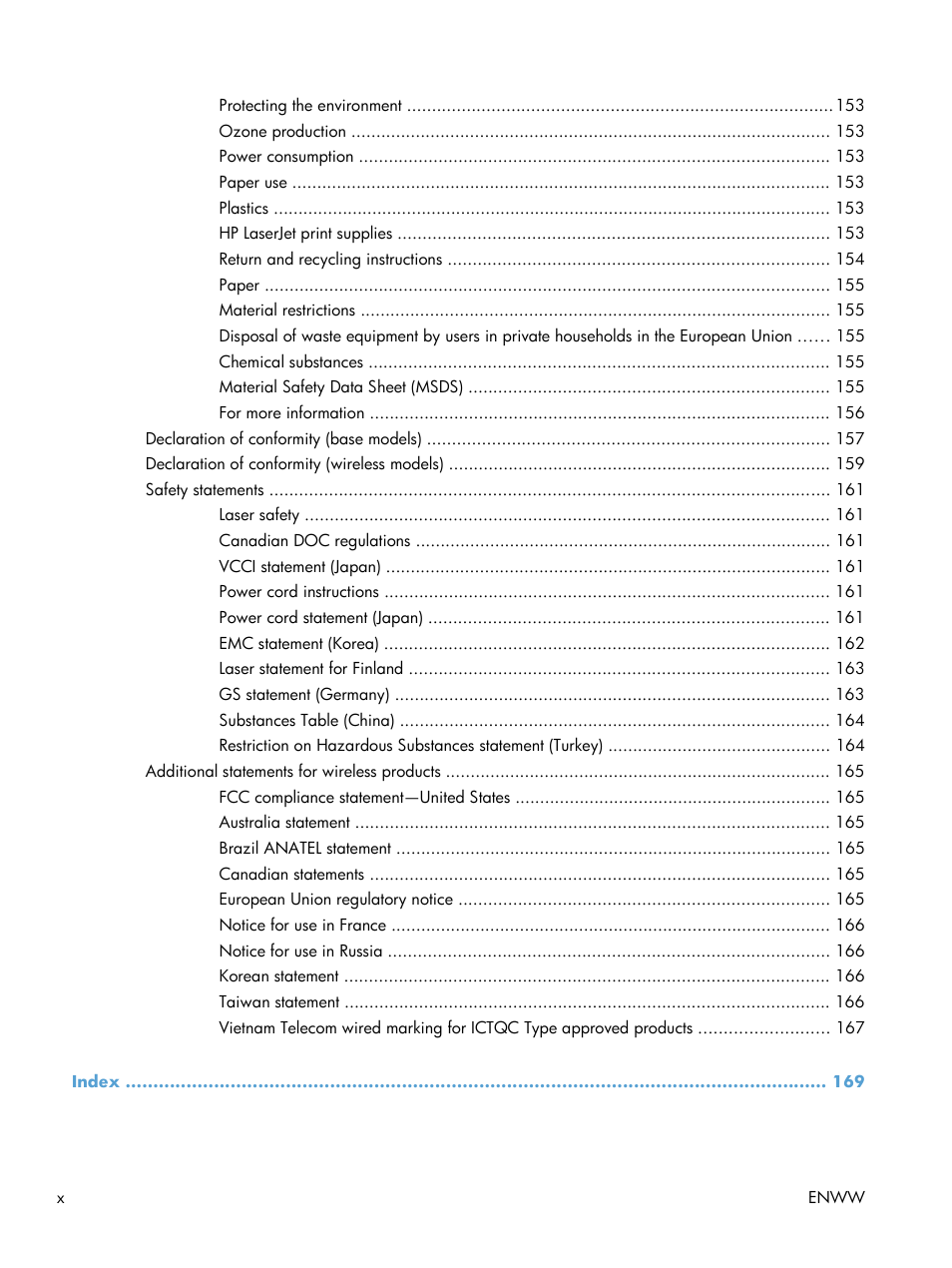 HP LaserJet Pro CP1025nw Color Printer User Manual | Page 12 / 186
