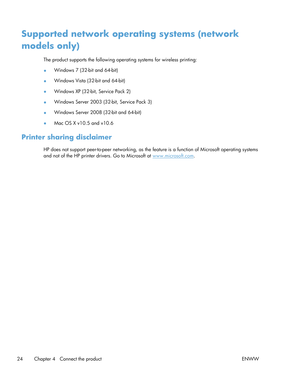 Printer sharing disclaimer | HP LaserJet Pro CP1025nw Color Printer User Manual | Page 36 / 186