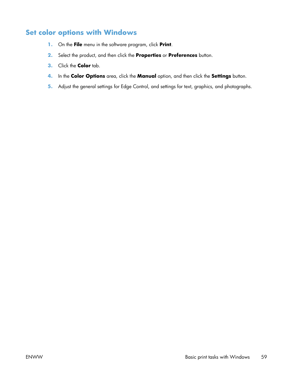 Set color options with windows | HP LaserJet Pro CP1025nw Color Printer User Manual | Page 71 / 186