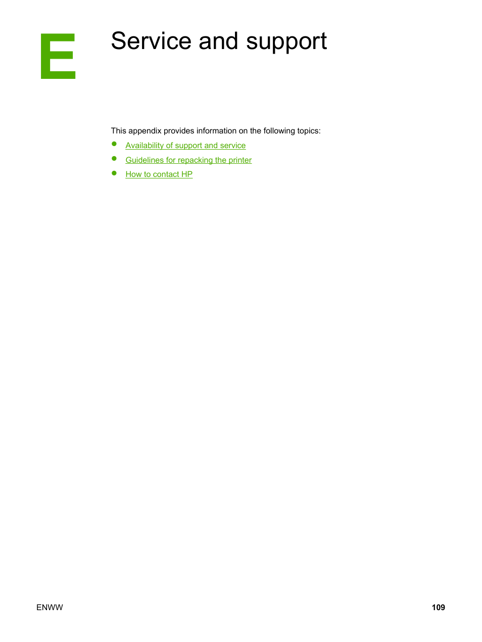 Service and support, Appendix e service and support | HP LaserJet 1022n Printer User Manual | Page 117 / 126
