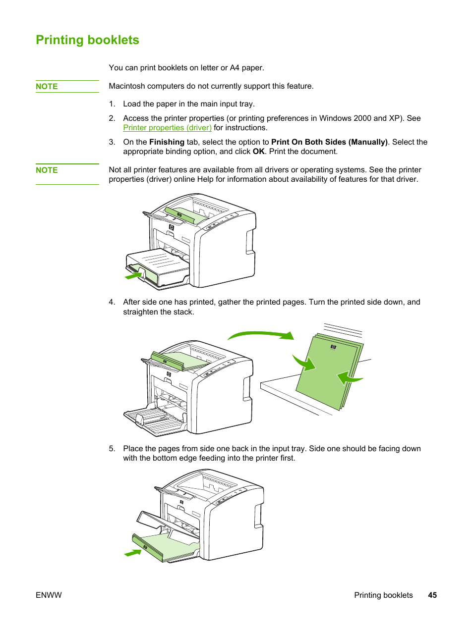 Printing booklets | HP LaserJet 1022n Printer User Manual | Page 53 / 126