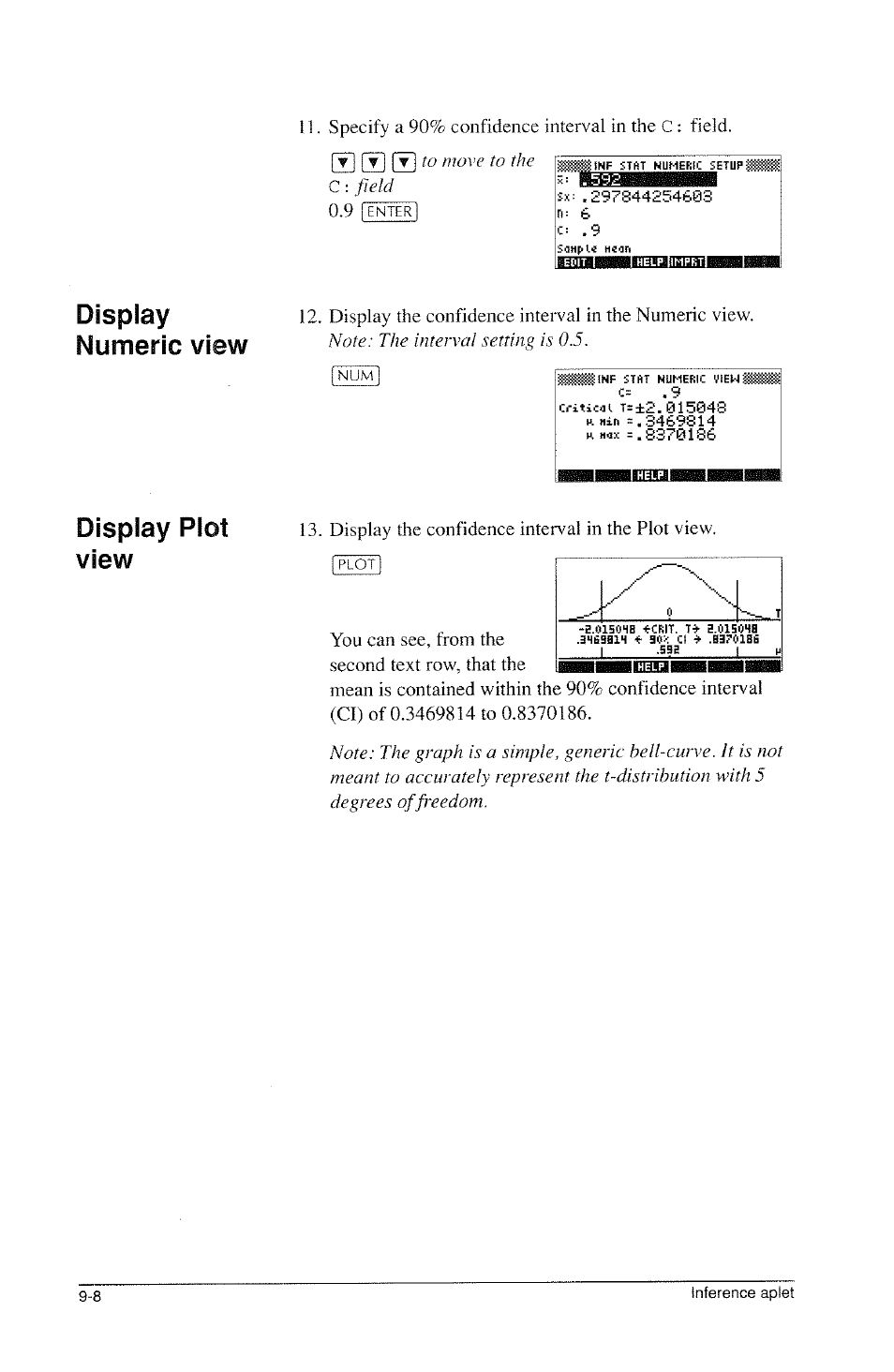 Display numeric view, Display plot view | HP 39g Graphing Calculator User Manual | Page 124 / 292