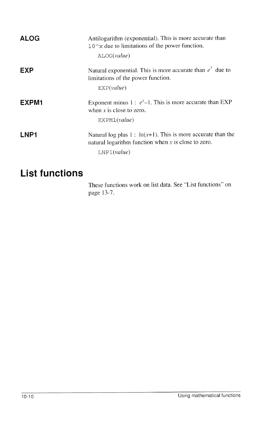 List functions, Calculus functions -7 | HP 39g Graphing Calculator User Manual | Page 148 / 292