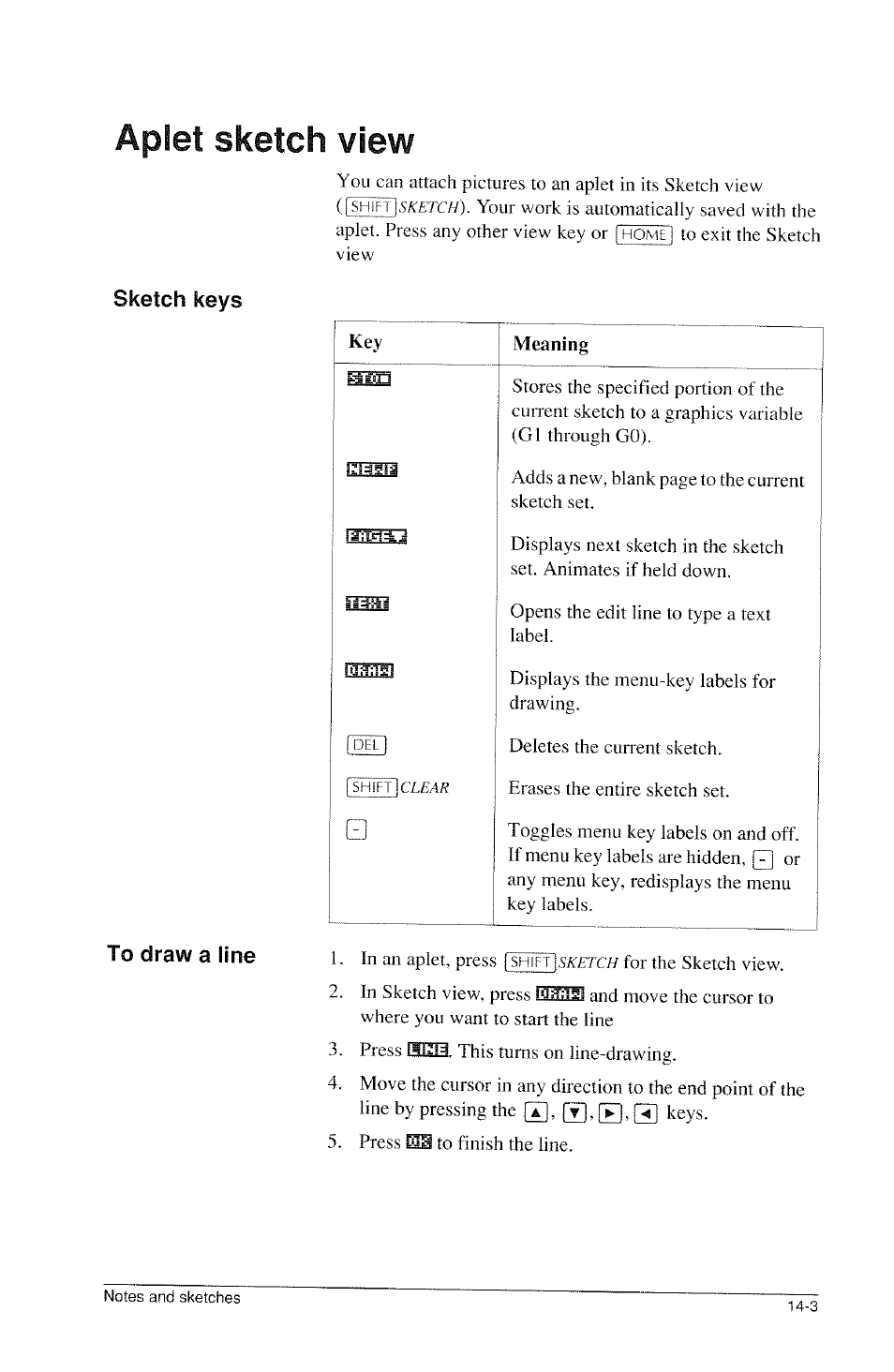 Aplet sketch view, Sketch keys, Aplet sketch view -3 | HP 39g Graphing Calculator User Manual | Page 203 / 292