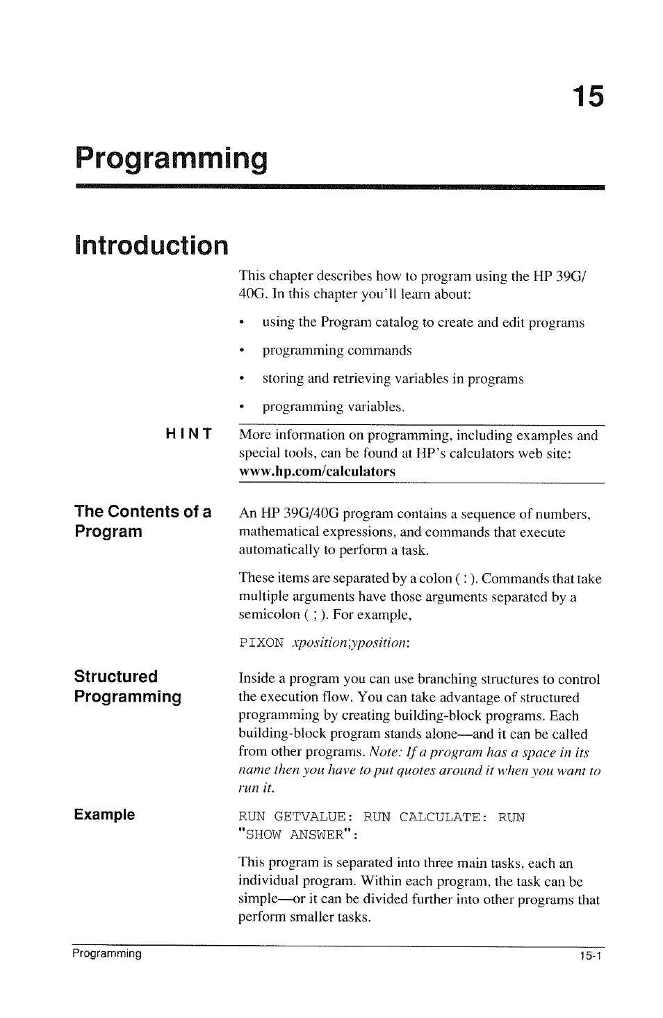 Introduction, Example, Introduction -1 | Programming | HP 39g Graphing Calculator User Manual | Page 209 / 292