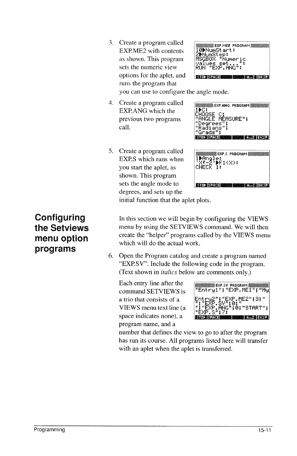 Configuring the setviews menu option programs | HP 39g Graphing Calculator User Manual | Page 219 / 292