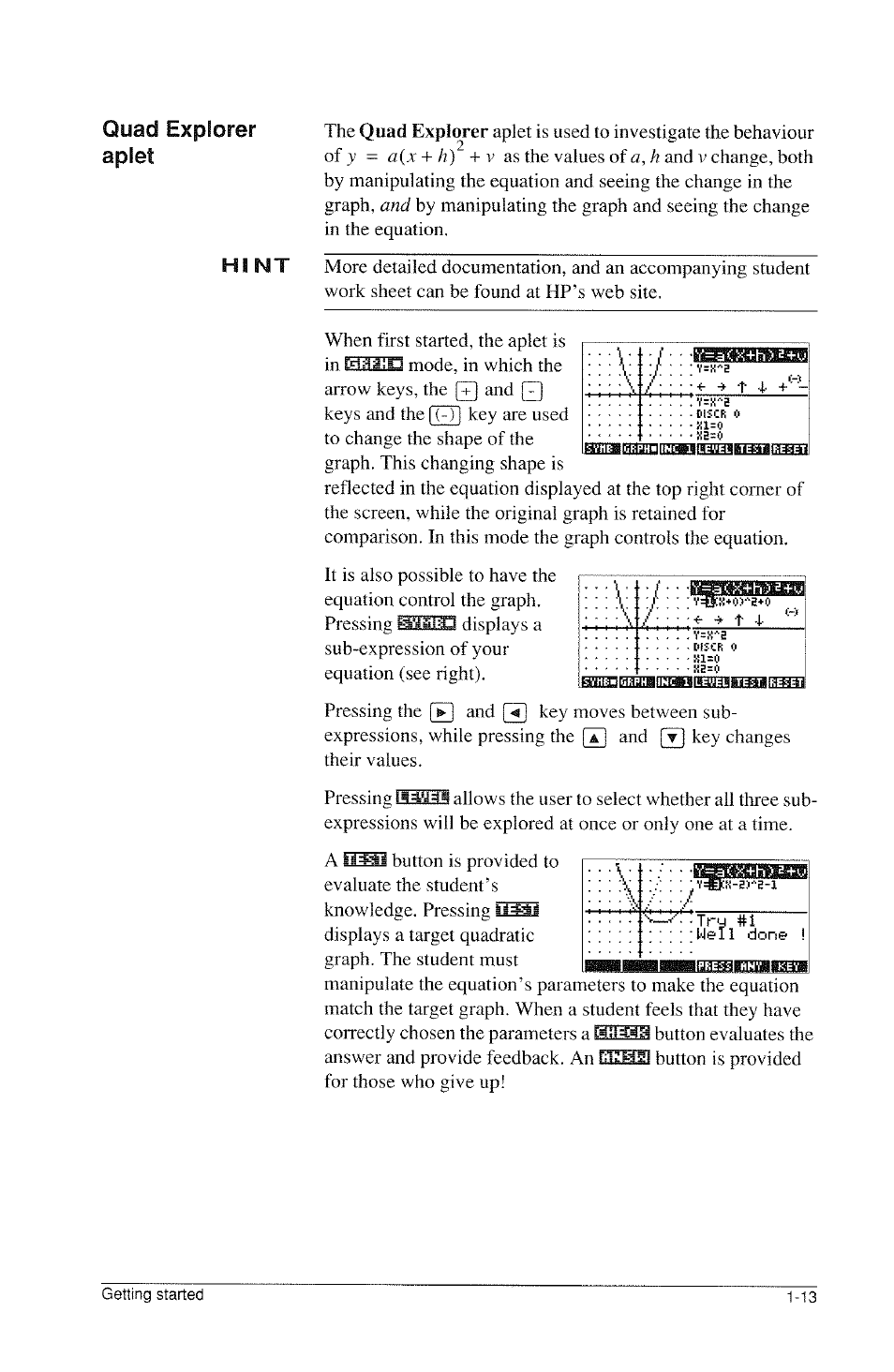 Quad explorer aplet | HP 39g Graphing Calculator User Manual | Page 25 / 292