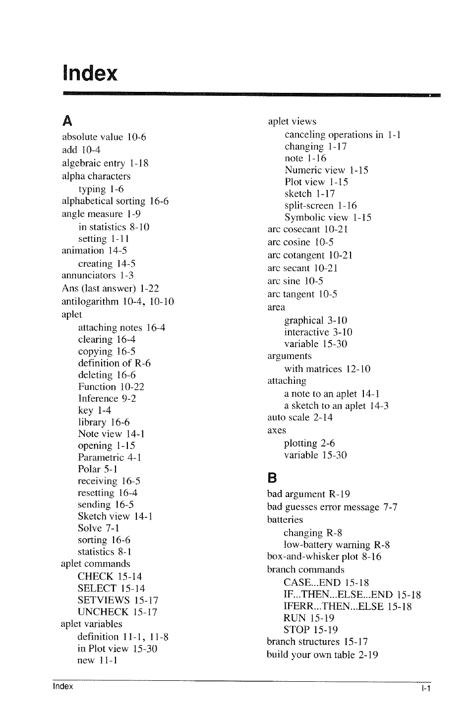 Index | HP 39g Graphing Calculator User Manual | Page 277 / 292