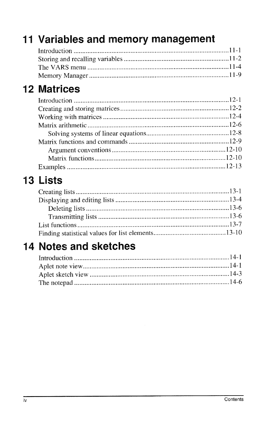 12 matrices, 13 lists | HP 39g Graphing Calculator User Manual | Page 8 / 292