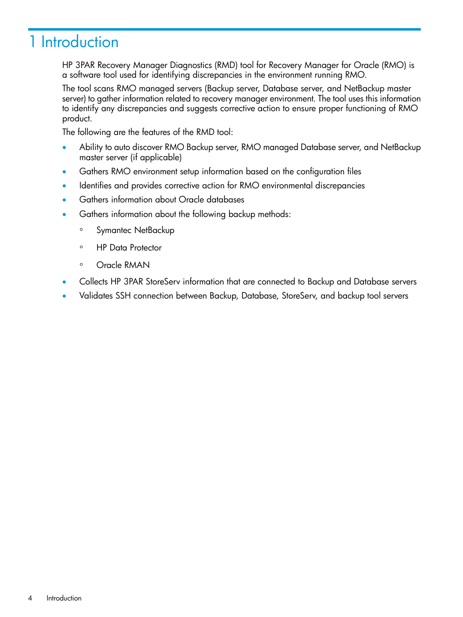 1 introduction | HP 3PAR Recovery Manager Software for Oracle Licenses User Manual | Page 4 / 17