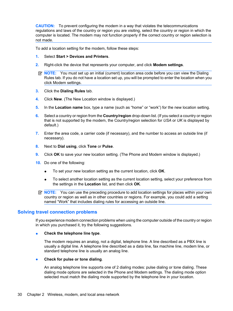 Solving travel connection problems | HP EliteBook 8440p User Manual | Page 42 / 169