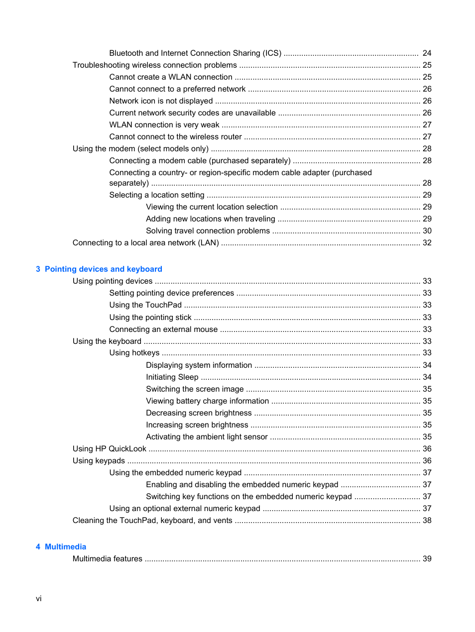 HP EliteBook 8440p User Manual | Page 6 / 169