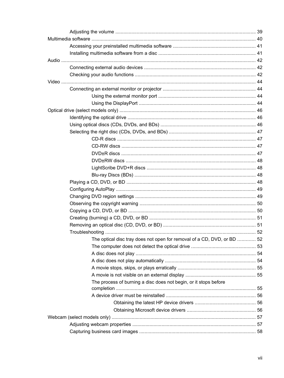 HP EliteBook 8440p User Manual | Page 7 / 169