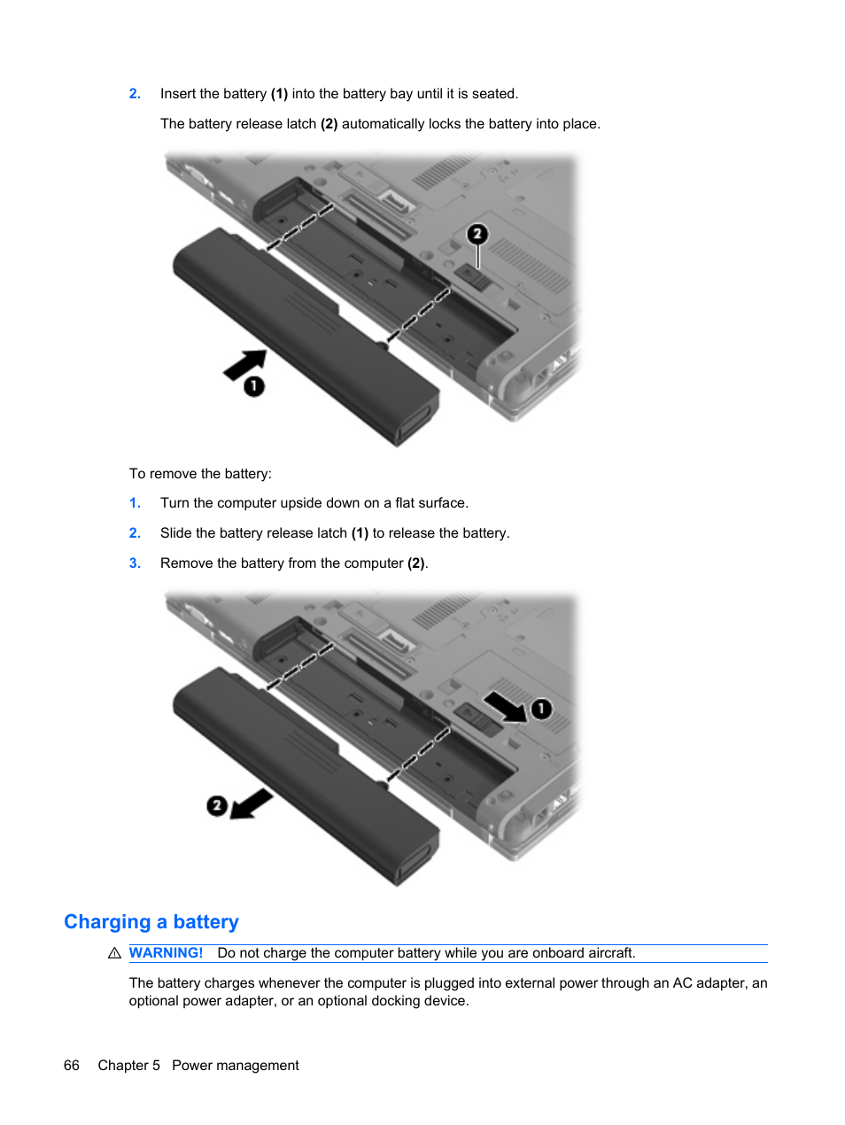 Charging a battery | HP EliteBook 8440p User Manual | Page 78 / 169