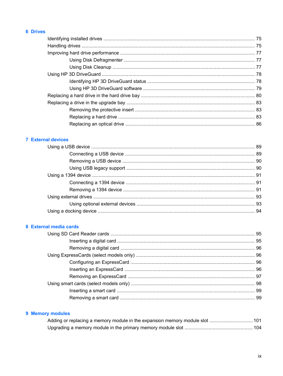 HP EliteBook 8440p User Manual | Page 9 / 169