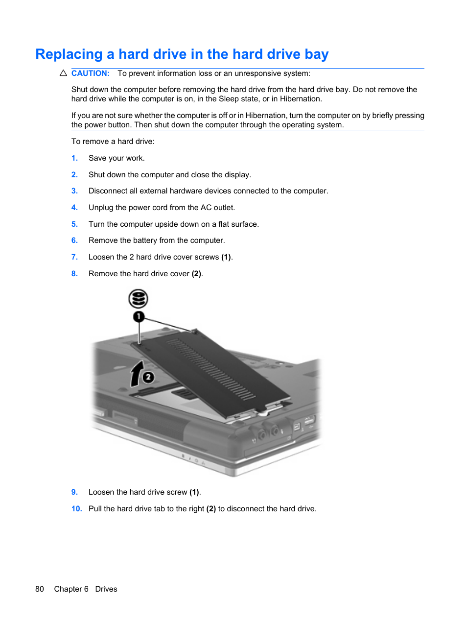 Replacing a hard drive in the hard drive bay | HP EliteBook 8440p User Manual | Page 92 / 169