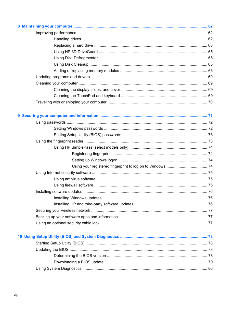 HP ENVY dv7-7323cl Notebook PC User Manual | Page 8 / 104