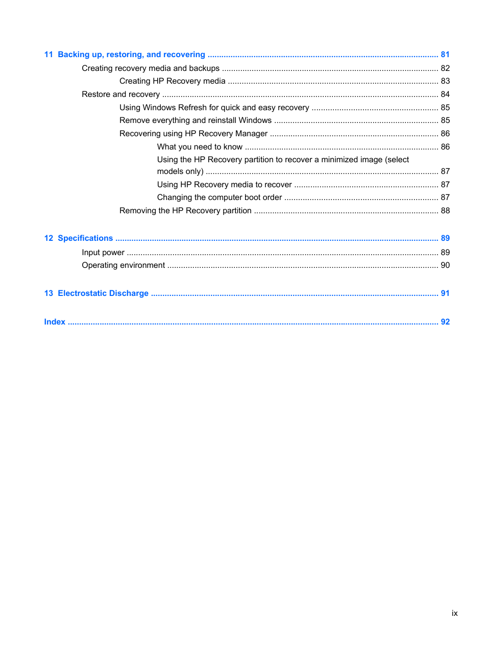 HP ENVY dv7-7323cl Notebook PC User Manual | Page 9 / 104