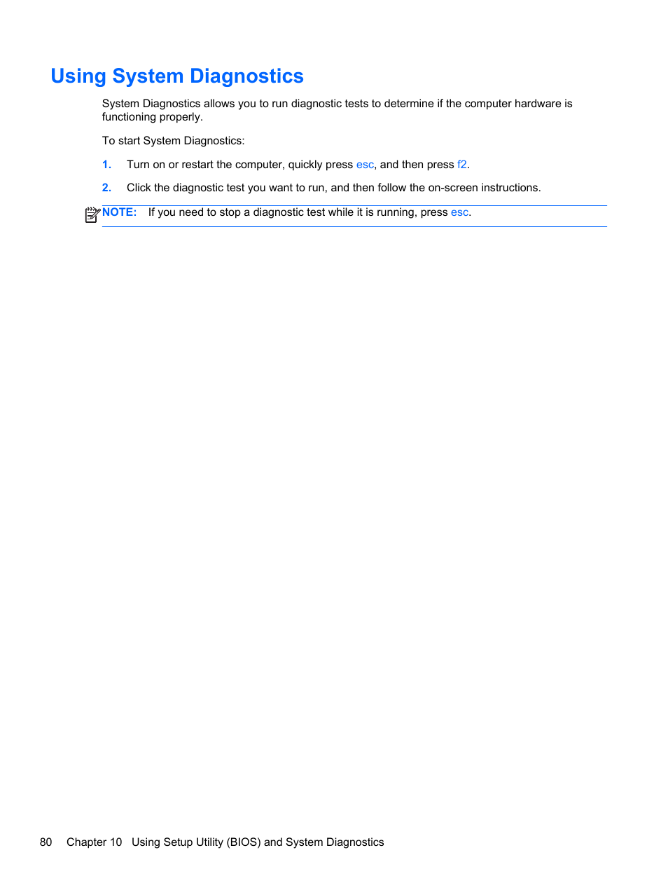 Using system diagnostics | HP ENVY dv7-7323cl Notebook PC User Manual | Page 90 / 104