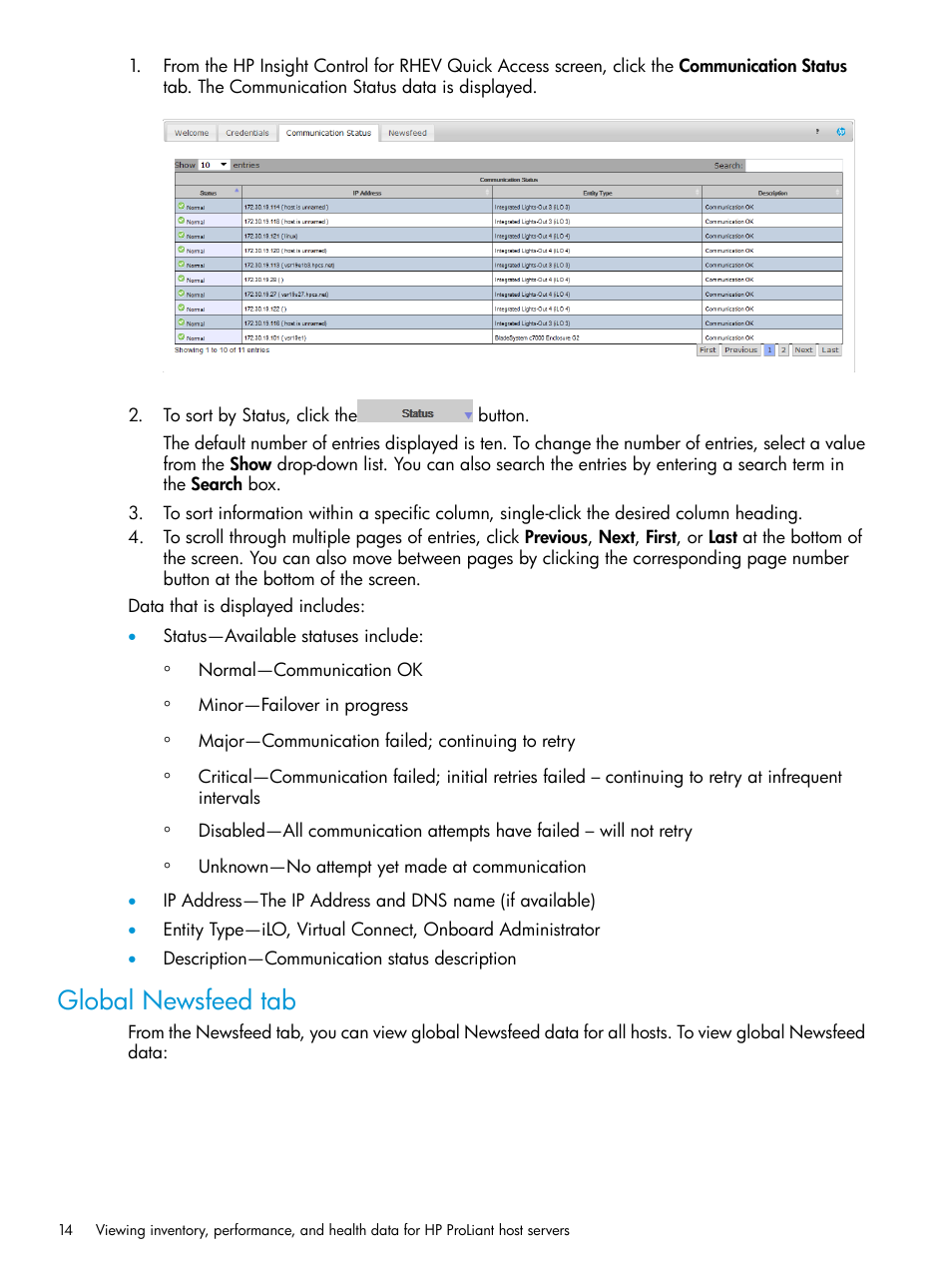 Global newsfeed tab | HP OneView for Red Hat Enterprise Virtualization User Manual | Page 14 / 40